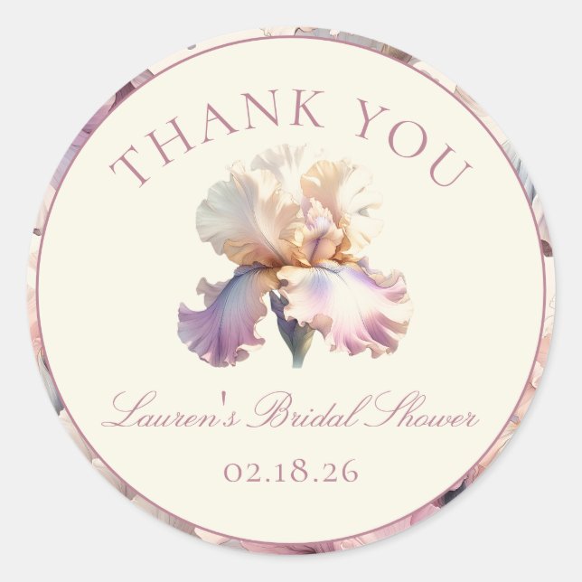 Custom  Bridal Shower Thank You Label Blush Floral (Front)
