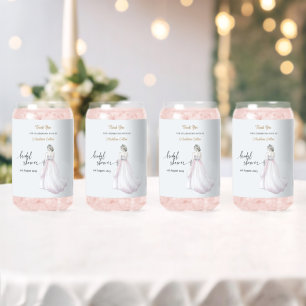 Custom Bridal Shower Wedding dress Thank you Can Glass