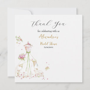 Custom Bridal Shower Wedding Dress Thank you Card