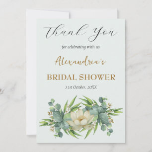 Custom Bridal Shower white flowers Thank you Card
