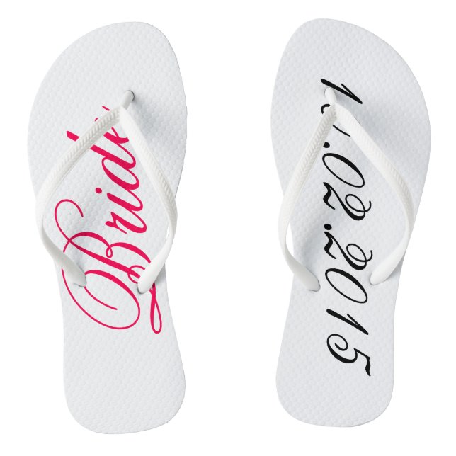 Custom Bride add your own wedding date shower gift Thongs (Footbed)