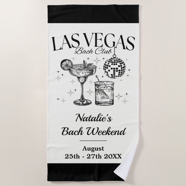 Custom Bride and Bridesmaid Las Vegas Bachelorette Beach Towel (Front)