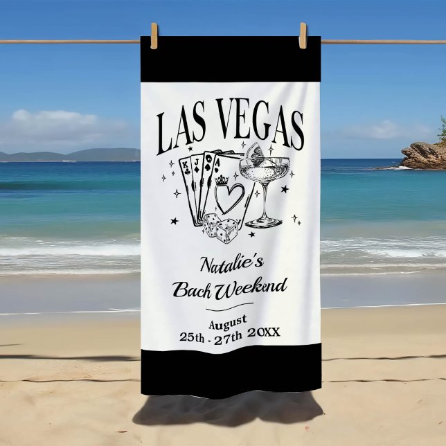 Custom Bride and Bridesmaid Las Vegas Bachelorette Beach Towel (Creator Uploaded)