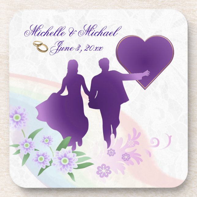 Custom Bride and Groom Keepsake Cork Coasters #2 (Front)