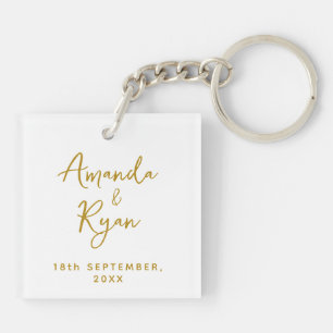 Custom Bride and Groom Names Wedding Date Key Ring
