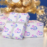 Custom Bride and Groom Wedding Rings Pink and Blue Wrapping Paper<br><div class="desc">The design showcases wedding rings and bands,  along with two customisable typography fields for the bride and groom's names or personalised wishes. This creates an elegant gift wrapping paper for couples,  perfect for engagements,  weddings,  or wedding anniversary celebrations. 
© Wafa Y. Dahdal - All Rights Reserved. WD Art</div>