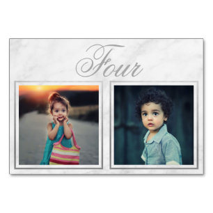 Custom Bride Groom Age Marble Silver Table Number