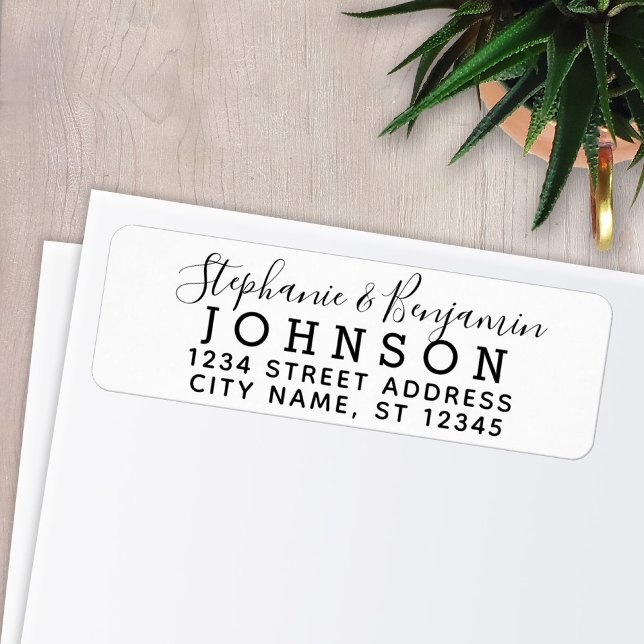 Custom Bride Groom Modern Script Return Address Label (Creator Uploaded)