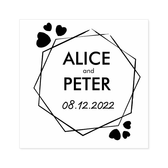 Custom bride/groom name and date, wedding rubber stamp (Imprint)