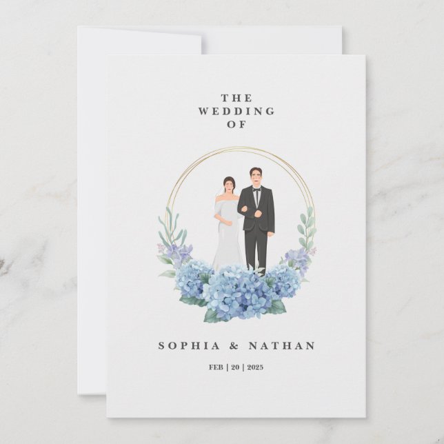 Custom Bride & Groom Wedding invitation Card  (Front)