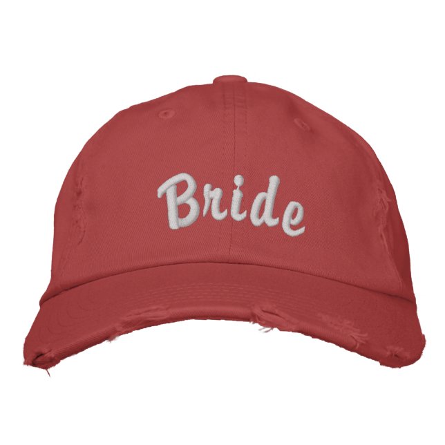 Custom Bride Hat - Distressed Embroidered Cap (Front)