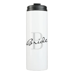 Custom BRIDE monogram thermal tumbler travel mug