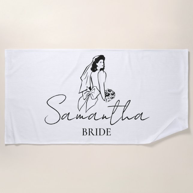 Custom Bride Name Gift Beach Towel (Front)