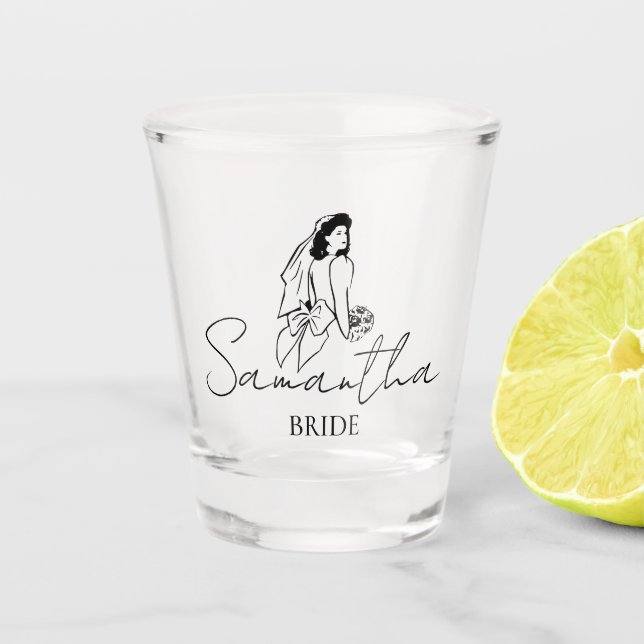 Custom Bride Name Gift Shot Glass (Front)