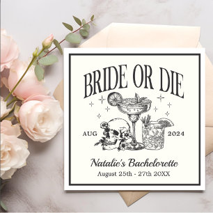 Custom Bride Or Die Bachelorette Cocktail Party Napkin