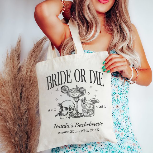 Custom Bride Or Die Bachelorette Party Tote Bag (Creator Uploaded)