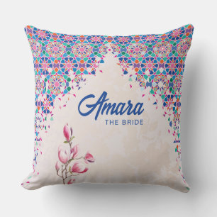 Custom Bride Pillow with Colorful Mosaic Arch