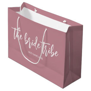 Custom Bride Tribe Dusty Rose Wedding Large Gift Bag