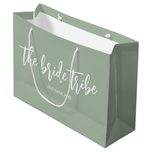 Custom Bride Tribe Sage Green Wedding Large Gift Bag