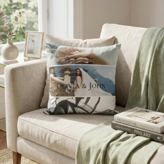 Custom Bride Wedding Photo Collage  Cushion