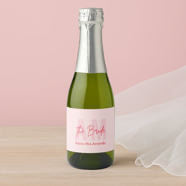 Custom Bride Wine Label | Pink Monogram Future Mrs (Creator Uploaded)