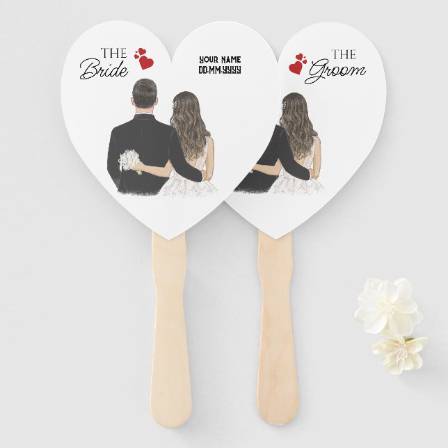 Custom BrideGroom: Elegance Meets Comfort Wedding Hand Fan (Front and Back)