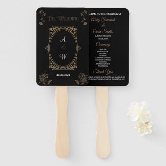Custom BrideGroom Wedding Program: Breezy Elegance Hand Fan