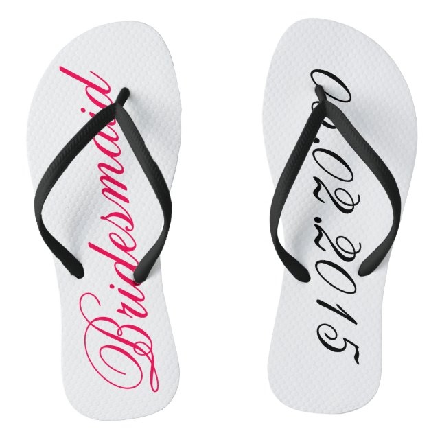 Custom Bridesmaid add your own wedding date gift Thongs (Footbed)