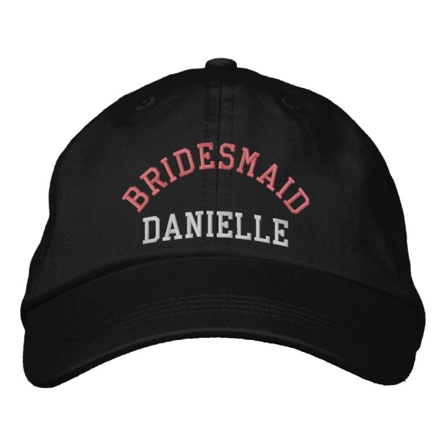 Custom bridesmaid bachelorette pink baseball cap (Front)