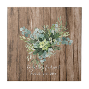 Custom Bridesmaid Bridal Party Gifts Greenery  Ceramic Tile