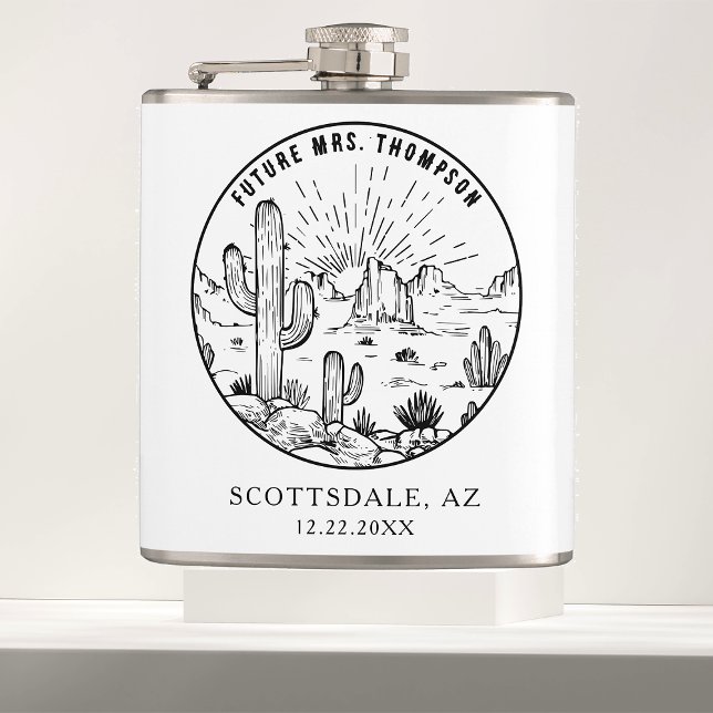 Custom Bridesmaid Gift Desert Bachelorette Party Hip Flask (Creator Uploaded)