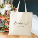 Custom Bridesmaid Gift Wedding Morning Tote Bag<br><div class="desc">This minimal and classy tote is the perfect Bridesmaid gift for the morning of your wedding,  or use in a Bridesmaid proposal. 
The name on the front,  and the details on the back can be edited.</div>