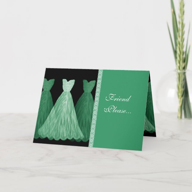 Custom Bridesmaid Invitation - GREEN Gowns (Front)
