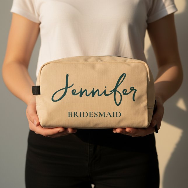 Custom Bridesmaid Makeup Bag for Bridal Shower (Elegant Wedding Cosmetic Pouch – Personalized Bridesmaid Thank You Gift | Engagement Party Favor)