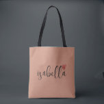 Custom Bridesmaid Script Name Clay Tote Bag<br><div class="desc">A chic modern clay coloured bag with black script name and red heart that's perfect for a bridesmaid proposal. Your bridesmaids can fill their tote with essentials for Bachelorette Party trips,  or for essentials to bring on the morning of the wedding.</div>
