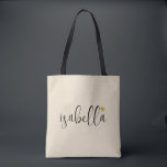 Custom Bridesmaid Script Name  Tote Bag<br><div class="desc">A chic modern cream bag with black script name and gold heart that's perfect for a bridesmaid proposal. Your bridesmaids can fill their tote with essentials for Bachelorette Party trips,  or for essentials to bring on the morning of the wedding.</div>