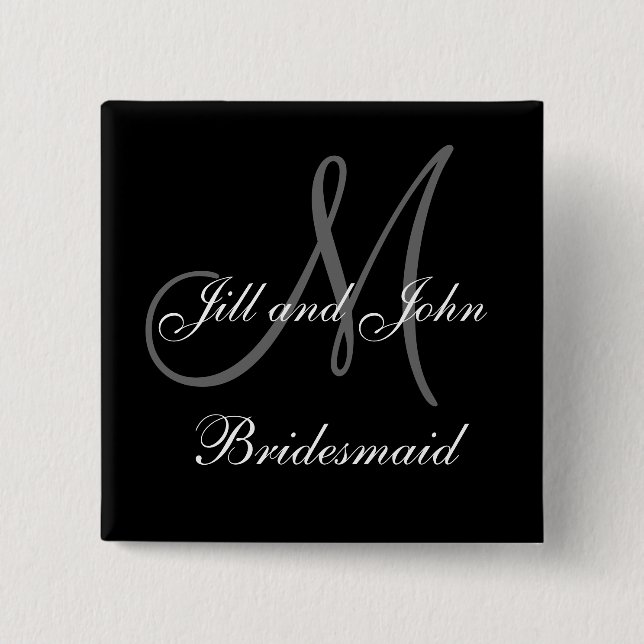 Custom Bridesmaid Wedding Party Buttons (Front)
