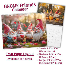 Custom bright funny Gnome Friends Art  Calendar