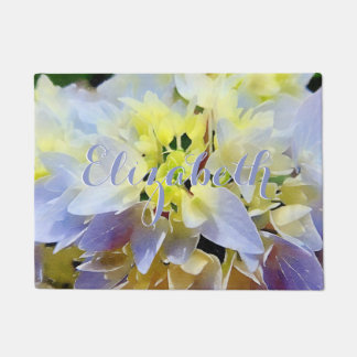 Custom Bright Hydrangea Floral Watercolor Doormat