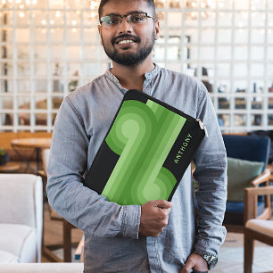 Custom Bright Light Lime Green Retro Art Pattern Laptop Sleeve