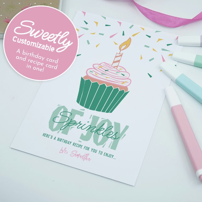 Custom Bright Modern Birthday and Recipe Card (Creator Uploaded)