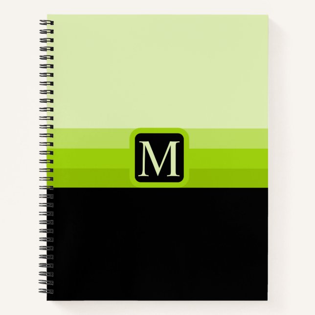 Custom Bright Neon Green Black Colour Block Notebook (Front)