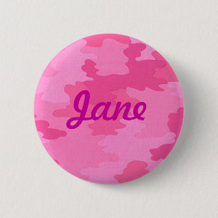 Custom Bright Pink Camouflage Button