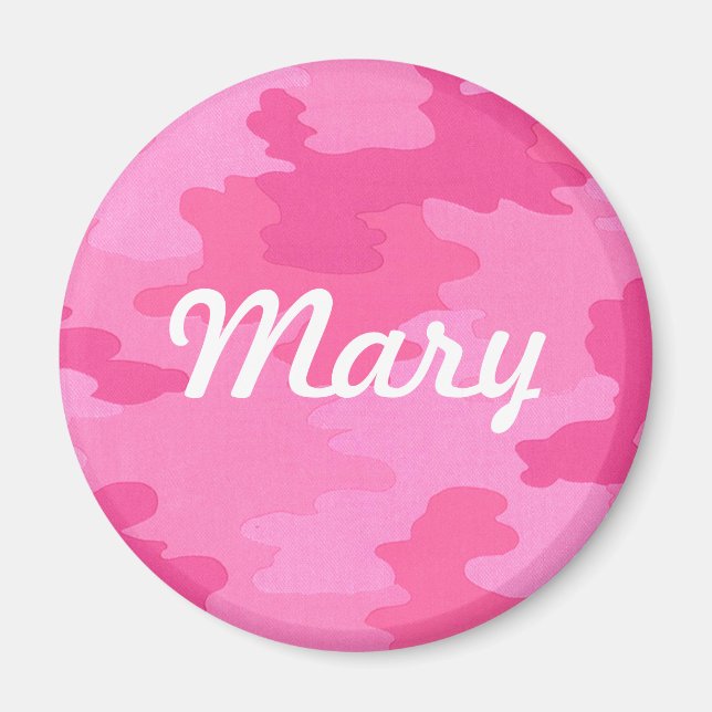 Custom Bright Pink Camouflage Magnet (Front)