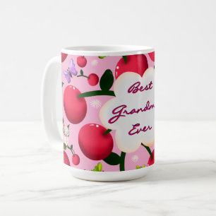 Custom Bright Pink Floral Cherry Pattern gift Coffee Mug