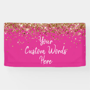 Custom Bright Pink Gold Birthday Party Photo Booth Banner