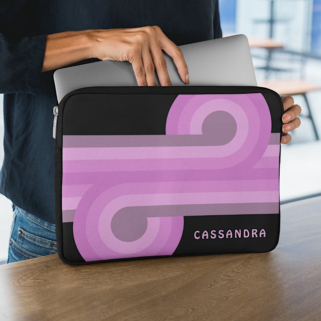Custom Bright Pink Pastel Violet Retro Art Pattern Laptop Sleeve (Creator Uploaded)
