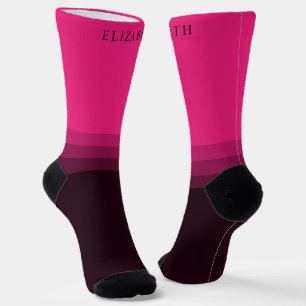 Custom Bright Pink Purple Brown Colour Block Socks