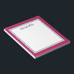Custom Bright Pink White Editable Colour Notepad<br><div class="desc">Bright pink (background colour can be edited) personalised notepad with your name or any text you choose at the top.</div>