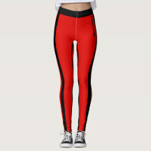 Custom Bright Red & Black Stripes Leggings
